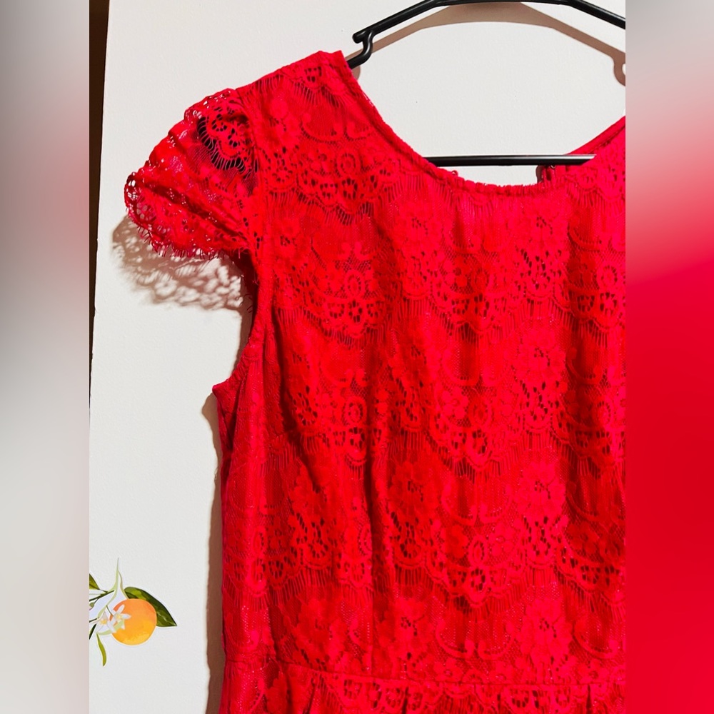 Red lace dress